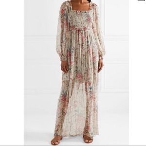 Zimmermann Inspired Light Gray Bayou Shirred Maxi